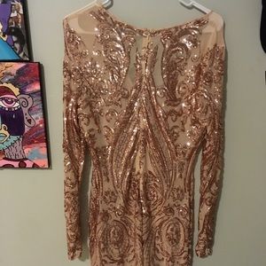 Rose gold sequin dress from fashion nova